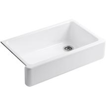 KOHLER 6489-0 Whitehaven 35 3/4'' Undermount Single-Bowl Farmhouse Sink, Self-Trimming Tall Apron Front, White, 36 Inch